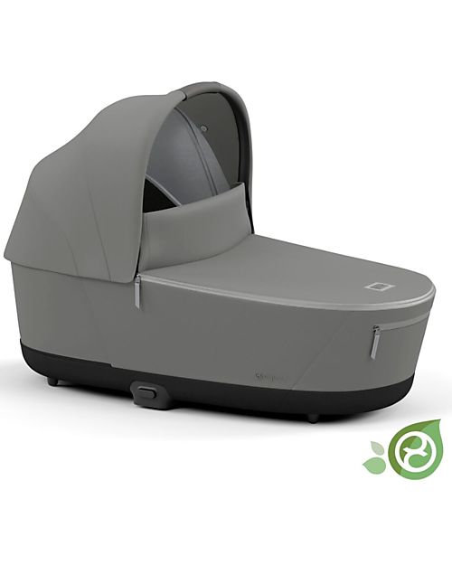 Cybex Navicella Priam o e-Priam Lux  - Pearl Grey  - Comoda e Spaziosa! - Collezione Conscious Tessuto Realizzato con 21 Bottoglie di Plastica Riciclate Carrozzine e Navicelle