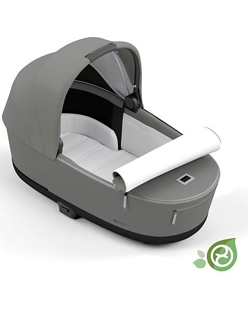 Cybex Navicella Priam o e-Priam Lux  - Pearl Grey  - Comoda e Spaziosa! - Collezione Conscious Tessuto Realizzato con 21 Bottoglie di Plastica Riciclate Carrozzine e Navicelle