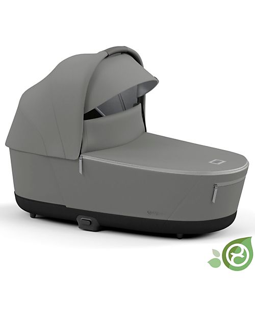 Cybex Navicella Priam o e-Priam Lux  - Pearl Grey  - Comoda e Spaziosa! - Collezione Conscious Tessuto Realizzato con 21 Bottoglie di Plastica Riciclate Carrozzine e Navicelle