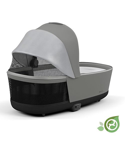 Cybex Navicella Priam o e-Priam Lux  - Pearl Grey  - Comoda e Spaziosa! - Collezione Conscious Tessuto Realizzato con 21 Bottoglie di Plastica Riciclate Carrozzine e Navicelle