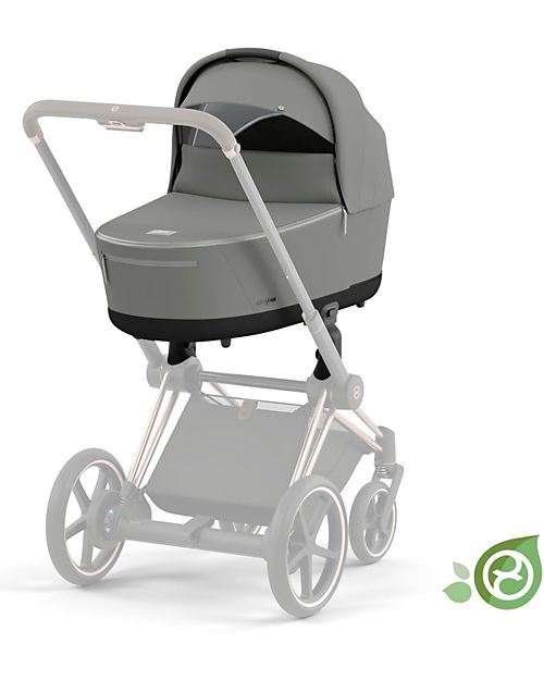 Cybex Navicella Priam o e-Priam Lux  - Pearl Grey  - Comoda e Spaziosa! - Collezione Conscious Tessuto Realizzato con 21 Bottoglie di Plastica Riciclate Carrozzine e Navicelle