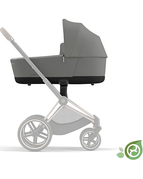 Cybex Navicella Priam o e-Priam Lux  - Pearl Grey  - Comoda e Spaziosa! - Collezione Conscious Tessuto Realizzato con 21 Bottoglie di Plastica Riciclate Carrozzine e Navicelle