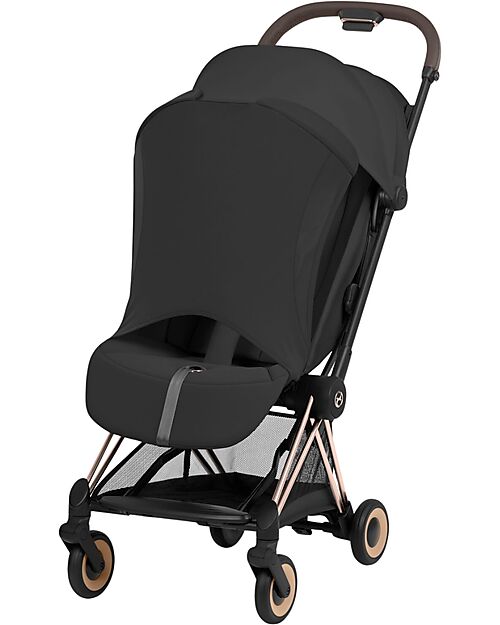 Cybex Passeggino 2 in 1 Coya con Navicella - Sepia Black - Tela io Rosegold - dalla Nascita ai 4 anni Passeggini Leggeri