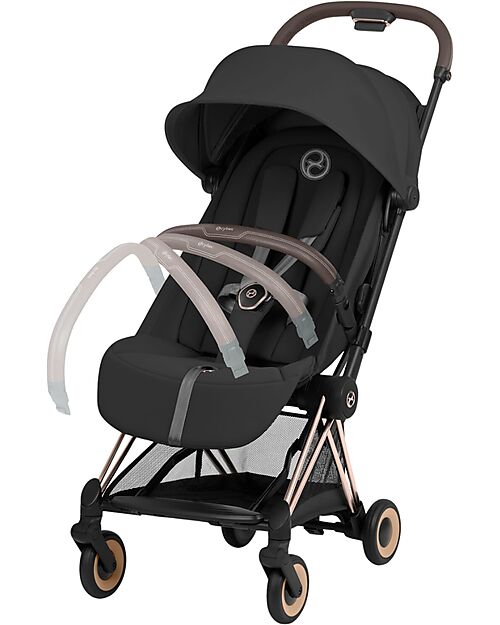 Cybex Passeggino 2 in 1 Coya con Navicella - Sepia Black - Tela io Rosegold - dalla Nascita ai 4 anni Passeggini Leggeri