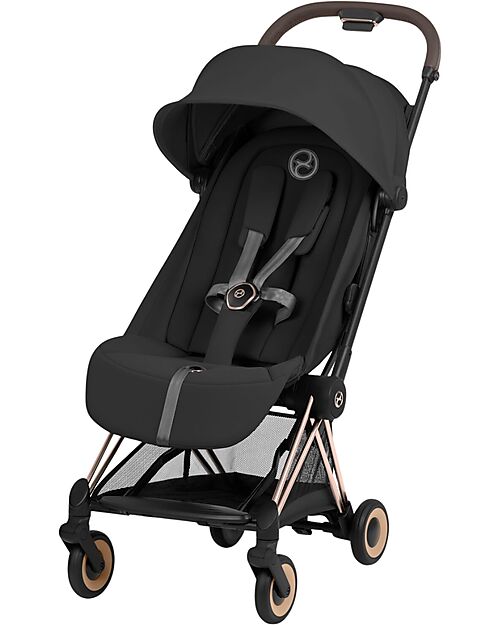 Cybex Passeggino 2 in 1 Coya con Navicella - Sepia Black - Tela io Rosegold - dalla Nascita ai 4 anni Passeggini Leggeri