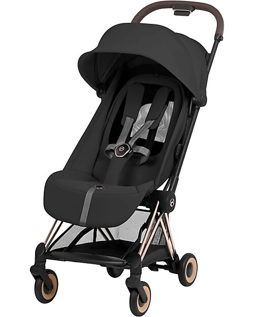 Cybex Passeggino 2 in 1 Coya con Navicella - Sepia Black - Tela io Rosegold - dalla Nascita ai 4 anni Passeggini Leggeri