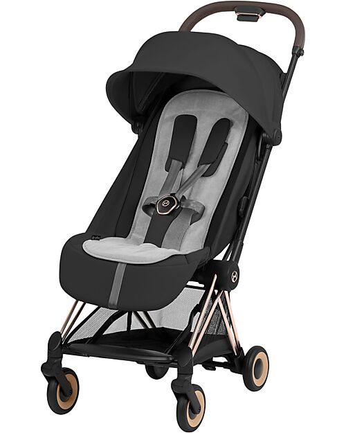 Cybex Passeggino 2 in 1 Coya con Navicella - Sepia Black - Tela io Rosegold - dalla Nascita ai 4 anni Passeggini Leggeri