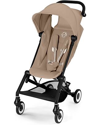 Cybex Passeggino Agis - Almond Beige - Telaio Nero - dai 6 mesi ai 4 anni - Compatibile con il Bagaglio a Mano Passeggini Leggeri