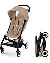 Cybex Passeggino Agis - Almond Beige - Telaio Nero - dai 6 mesi ai 4 anni - Compatibile con il Bagaglio a Mano Passeggini Leggeri