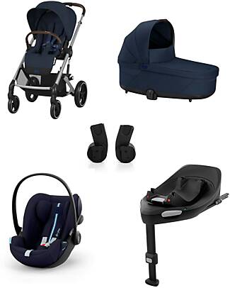 Cybex Passeggino Balios S Lux - Blue Navy + Navicella S Lux + Adattatore + Seggiolino Auto Cloud G i-Size Plus + Base G Passeggini Classici