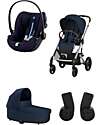 Cybex Passeggino Balios S Lux - Blue Navy + Navicella S Lux + Adattatore + Seggiolino Auto Cloud G i-Size Plus  Passeggini Trio e Duo