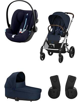 Cybex Passeggino Balios S Lux - Blue Navy + Navicella S Lux + Adattatore + Seggiolino Auto Cloud G i-Size Plus  Passeggini Trio e Duo