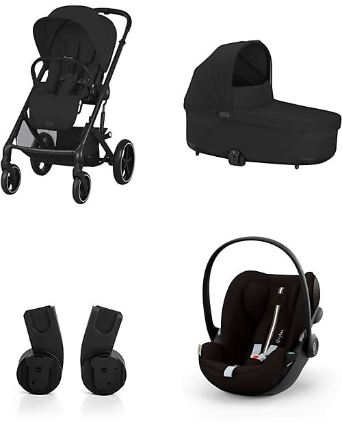 Cybex Passeggino Balios S Lux - Moon Black + Navicella S Lux + Adattatore + Seggiolino Auto Cloud G i-Size Plus  Passeggini Trio e Duo