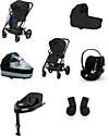Cybex Passeggino Balios S Lux  - Moon Black + Navicella S Lux + Parapioggia per Passeggino + Telo Parapioggia per Navicella + Adattatore + Seggiolino Auto Cloud G i-Size Plus + Base G Passeggini Trio e Duo