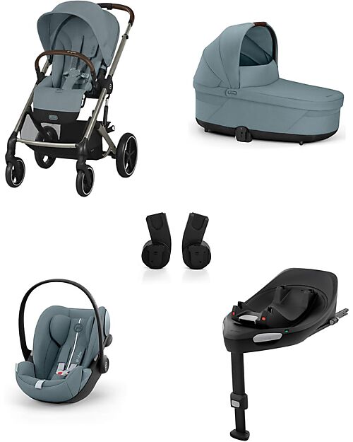 Cybex Passeggino Balios S Lux - Stormy Blue  + Navicella S Lux + Adattatore + Seggiolino Auto Cloud G i-Size Plus + Base G Passeggini Classici