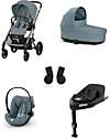 Cybex Passeggino Balios S Lux - Stormy Blue  + Navicella S Lux + Adattatore + Seggiolino Auto Cloud G i-Size Plus + Base G Passeggini Classici