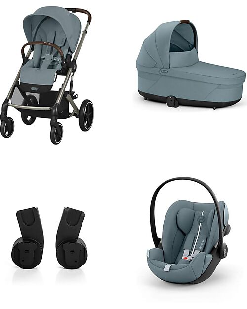 Cybex Passeggino Balios S Lux - Stormy Blue + Navicella S Lux + Adattatore + Seggiolino Auto Cloud G i-Size Plus  Passeggini Classici