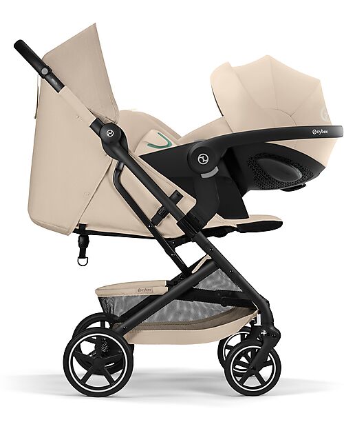 Cybex Passeggino Beezy - Almond Beige - Telaio Nero - Il più Compatto Passeggini Leggeri