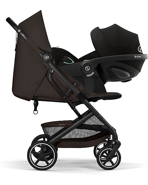 Cybex Passeggino Beezy - Chocolate Brown - Telaio Nero - Il più Compatto Passeggini Leggeri