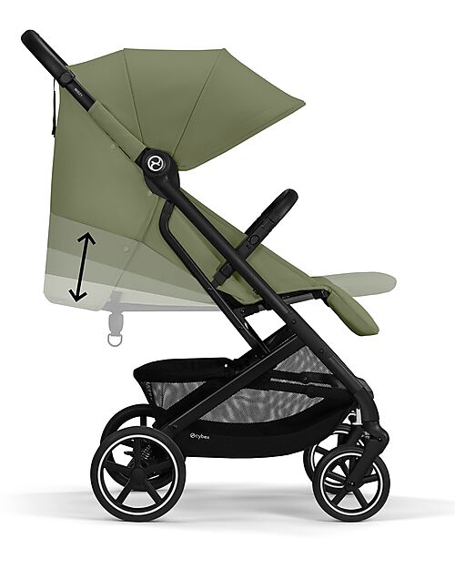 Cybex Passeggino Beezy - Moss Green - Telaio Nero - Il più Compatto Passeggini Leggeri