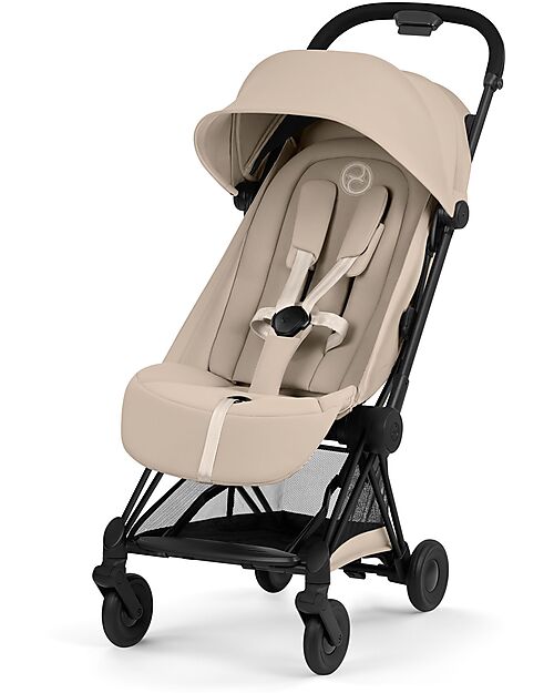 Cybex Passeggino Coya - Cozy Beige - Telaio Matt Black - Leggero e Ultracompatto Pedane