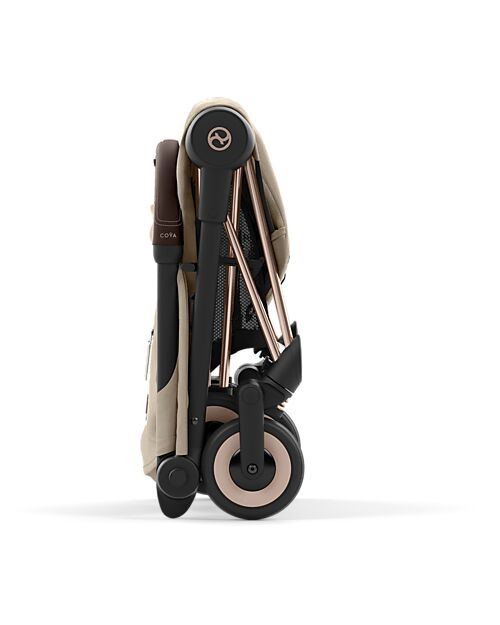 Cybex Passeggino Coya - Cozy Beige Telaio Rosegold - Leggero e Ultracompatto dalla Nascita ai 4 Anni Passeggini Leggeri