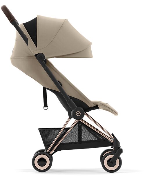 Cybex Passeggino Coya - Cozy Beige Telaio Rosegold - Leggero e Ultracompatto dalla Nascita ai 4 Anni Passeggini Leggeri