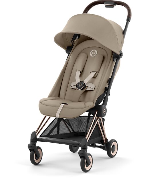 Cybex Passeggino Coya - Cozy Beige Telaio Rosegold - Leggero e Ultracompatto dalla Nascita ai 4 Anni Passeggini Leggeri