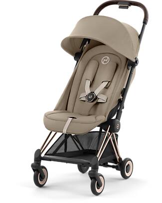 Cybex Passeggino Coya - Cozy Beige Telaio Rosegold - Leggero e Ultracompatto dalla Nascita ai 4 Anni Passeggini Leggeri