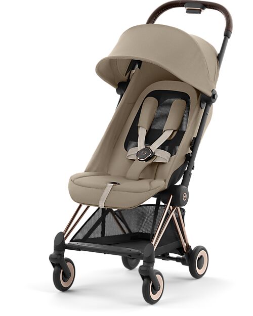 Cybex Passeggino Coya - Cozy Beige Telaio Rosegold - Leggero e Ultracompatto dalla Nascita ai 4 Anni Passeggini Leggeri