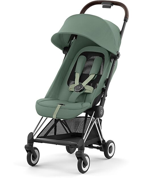 Cybex Passeggino Coya - Leaf Green Telaio Chrome - Leggero e Ultracompatto dalla Nascita ai 4 Anni Passeggini Leggeri