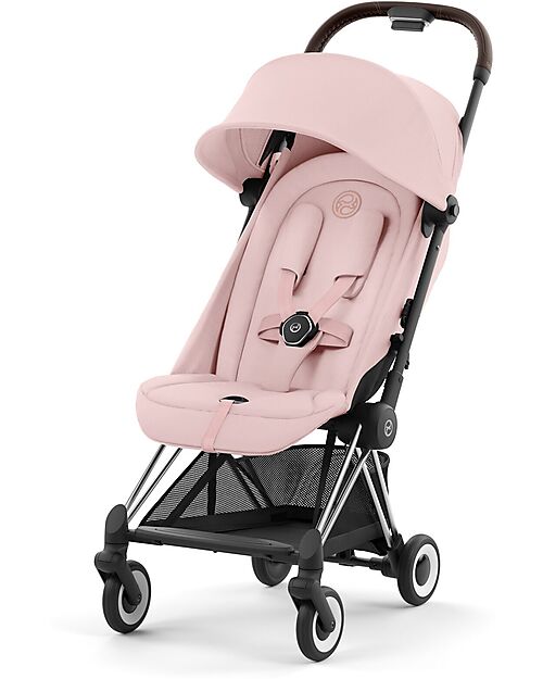 Cybex Passeggino Coya - Peach Pink Telaio Chrome - Leggero e Ultracompatto dalla Nascita ai 4 Anni Passeggini Leggeri