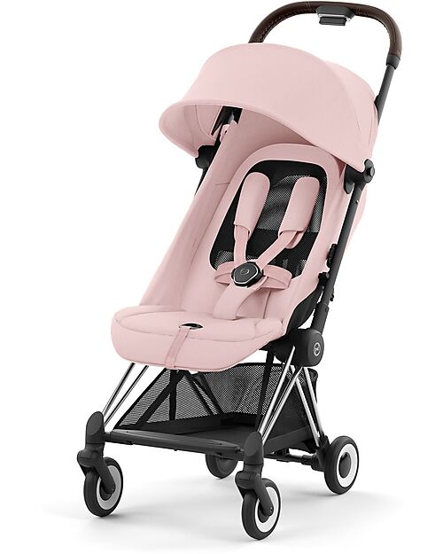 Cybex Passeggino Coya - Peach Pink Telaio Chrome - Leggero e Ultracompatto dalla Nascita ai 4 Anni Passeggini Leggeri