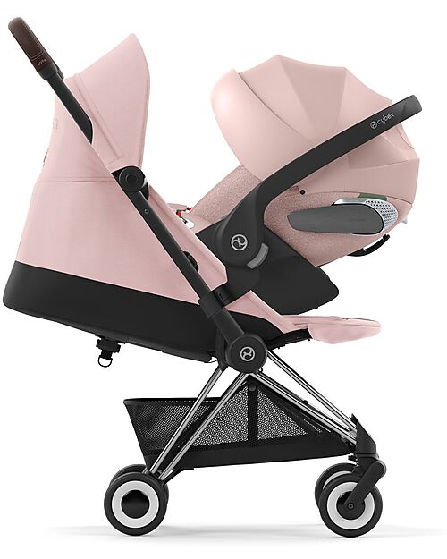 Cybex Passeggino Coya - Peach Pink Telaio Chrome - Leggero e Ultracompatto dalla Nascita ai 4 Anni Passeggini Leggeri