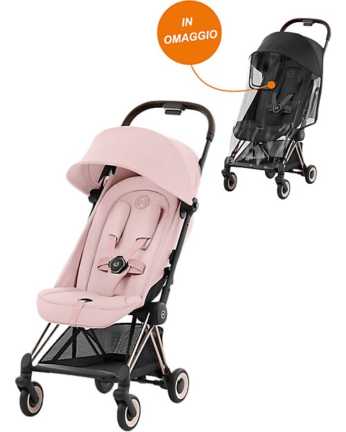 Cybex Passeggino Coya - Peach Pink Telaio Rose Gold - Leggero e Ultracompatto + Parapioggia in Omaggio! Passeggini Leggeri