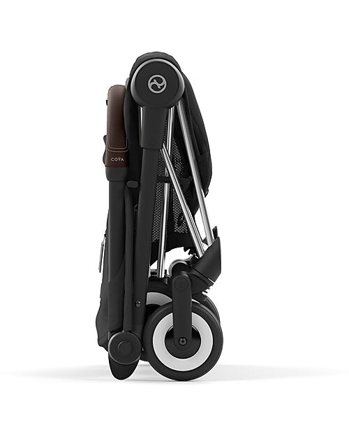 Cybex Passeggino Coya - Sepia Black Telaio Chrome - Leggero e Ultracompatto dalla Nascita ai 4 Anni Passeggini Leggeri