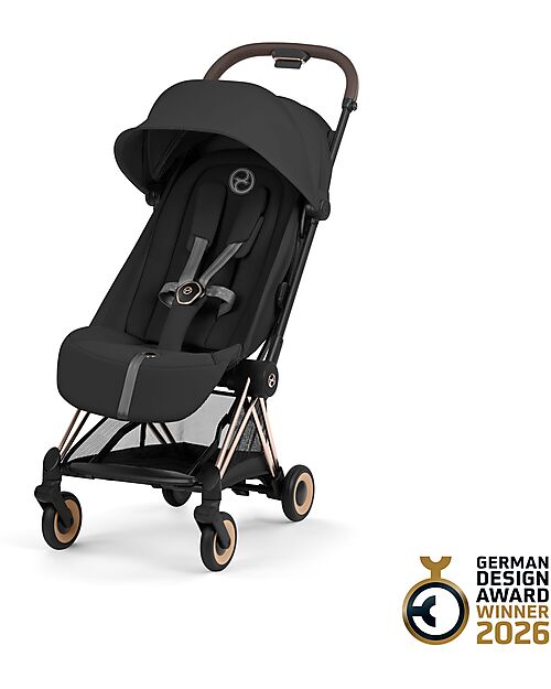Cybex Passeggino Coya - Sepia Black - Telaio Rosegold - Leggero e Ultracompatto Pedane