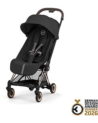 Cybex Passeggino Coya - Sepia Black - Telaio Rosegold - Leggero e Ultracompatto Pedane