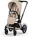 Cybex Passeggino e-Priam Duo Comfort - Telaio Matt Black + Seduta e Navicella Richiudibile Cozy Beige Pedane