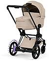 Cybex Passeggino e-Priam Duo Comfort - Telaio Matt Black + Seduta e Navicella Richiudibile Cozy Beige Pedane