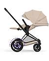 Cybex Passeggino e-Priam Duo Comfort - Telaio Matt Black + Seduta e Navicella Richiudibile Cozy Beige Pedane