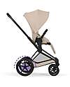 Cybex Passeggino e-Priam Duo Comfort - Telaio Matt Black + Seduta e Navicella Richiudibile Cozy Beige Pedane