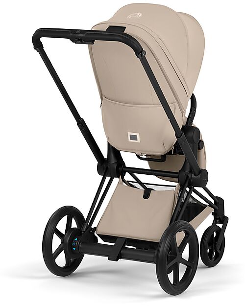 Cybex Passeggino e-Priam Duo Comfort - Telaio Matt Black + Seduta e Navicella Richiudibile Cozy Beige Pedane