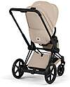 Cybex Passeggino e-Priam Duo Comfort - Telaio Matt Black + Seduta e Navicella Richiudibile Cozy Beige Pedane