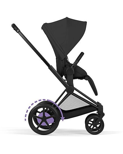 Cybex Passeggino e-Priam Duo Comfort - Telaio Matt Black + Seduta e Navicella Richiudibile Sepia Black Pedane