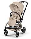 Cybex Passeggino Eezy S Twist + 2 - Almond Beige - Telaio Nero - Seduta Rotante a 360° Passeggini Leggeri