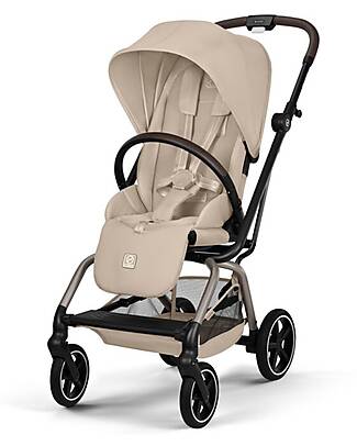 Cybex Passeggino Eezy S Twist + 2 - Almond Beige - Telaio Nero - Seduta Rotante a 360° Passeggini Leggeri