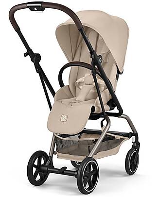 Cybex Passeggino Eezy S Twist + 2 - Almond Beige - Telaio Nero - Seduta Rotante a 360° Passeggini Leggeri