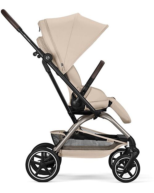 Cybex Passeggino Eezy S Twist + 2 - Almond Beige - Telaio Nero - Seduta Rotante a 360° Passeggini Leggeri