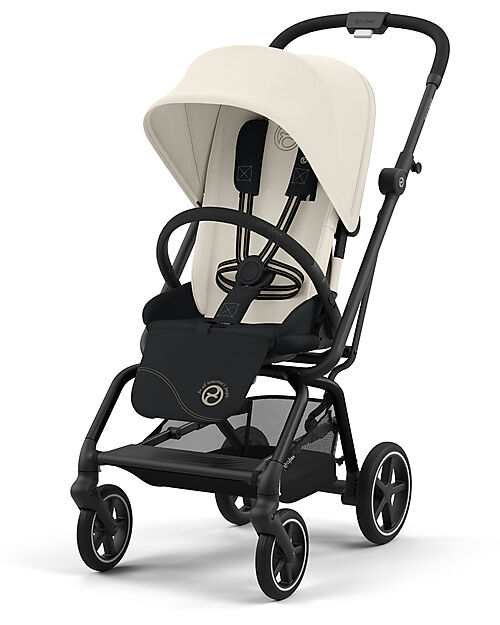 Cybex Passeggino Eezy S Twist + 2 - Canvas White - Telaio Nero - Seduta Rotante a 360° Passeggini Classici